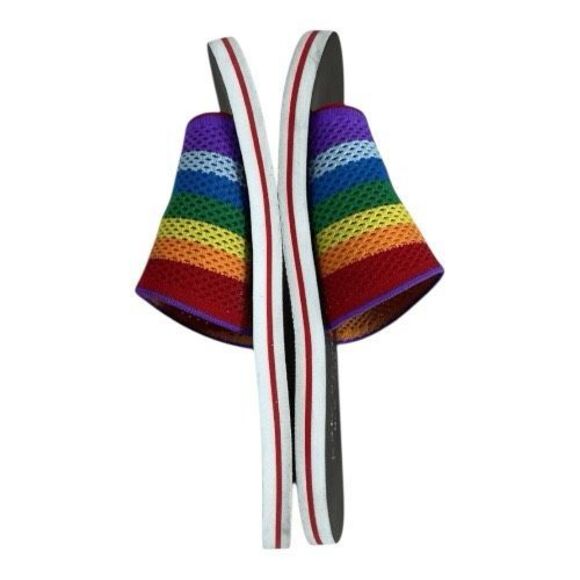 Kate Spade SPECTRUM Rainbow Intarsia-Knit Slide Sandals Women Size 9 B Purple - Picture 5 of 11